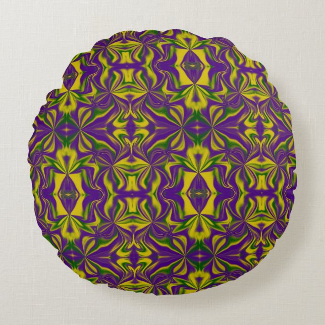 Coussins Ronds Mardi Gras Kaleidoscope (Devant)