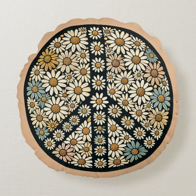 Coussins Ronds Marguerite des signes de paix (Devant)