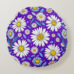Coussins Ronds Marguerites et Feuilles