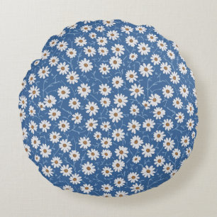 Coussins Ronds Marguerites Rêve Indigo