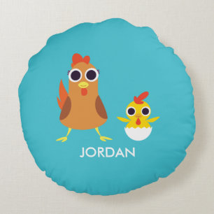 Coussins Ronds Maria et bandit les poulets