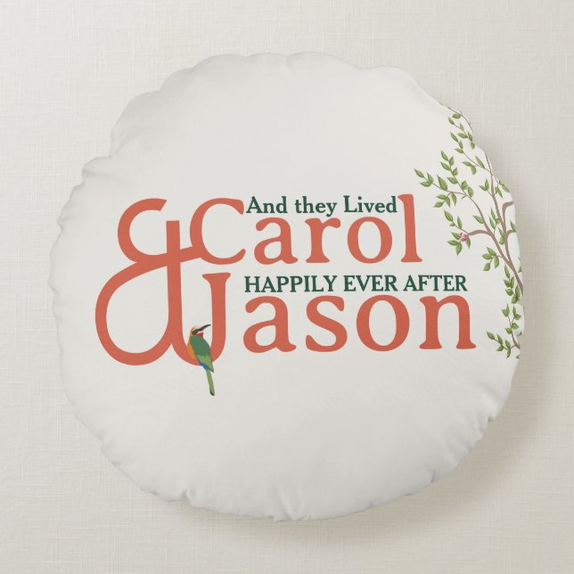 Coussins Ronds Mariage botanique personnalisé (Devant)