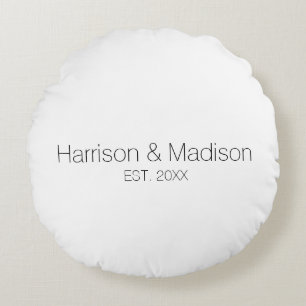 Coussins Ronds Mariage de date du nom du couple noir blanc person