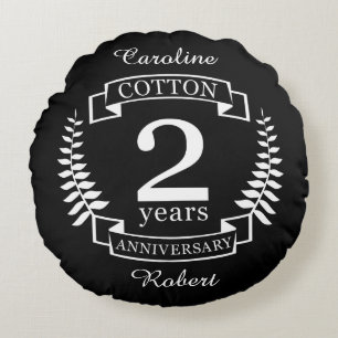 Coussins Ronds mariage du coton 2 ans de mariage