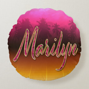 Coussins Ronds Marilyn Prénom Golden pink Oreillers
