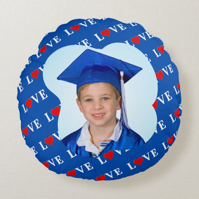 Coussins Ronds Marine Blue LOVE Retro Élégant (Devant)