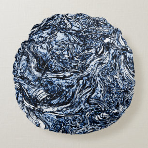 Coussins Ronds Marine Blue Nature Motif Abstrait