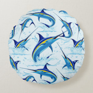 Coussins Ronds Marlin Bleu Jaillissant de l'Océan