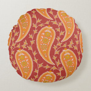 Coussins Ronds Maroon Paisley : Ornement de Concombre Turc.