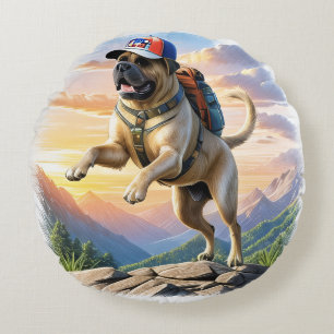 Coussins Ronds Mastiff Dogue anglais en vacances à la montagne