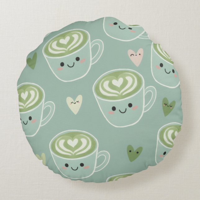 Coussins Ronds Matcha Love Latte Kawaii Round Pillow (Dos)