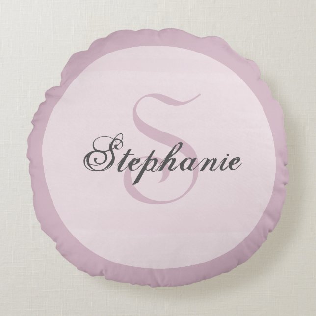 Coussins Ronds Mauve rose moderne typographie unique Monogramme (Devant)