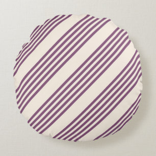 Coussins Ronds Mauve violet beige cinq bandes motif