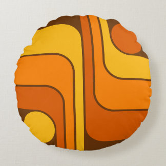 Coussins Ronds MCM 1970s Retro Style Geometric Design