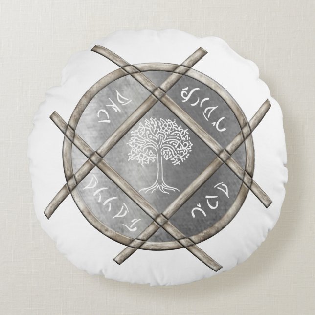 Coussins Ronds Médaillon argenté symbolique (Devant)