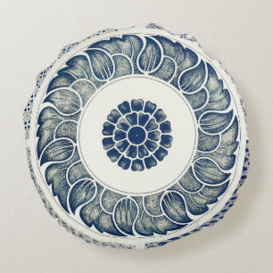 Coussins Ronds Médaillon Chinois : Chinoiserie Bleu Indigo
