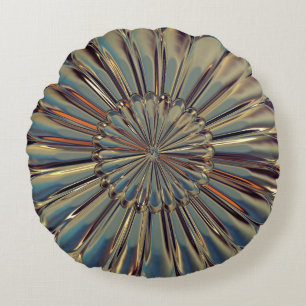 Coussins Ronds Médaillon de fleurs métalliques Art déco bronze