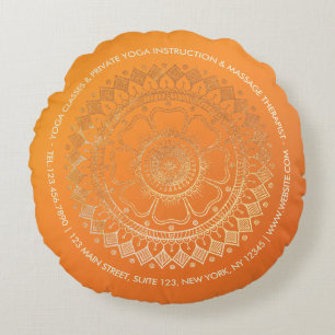 Coussins Ronds Méditation Yoga Enseignant Moderne Orange Or Manda