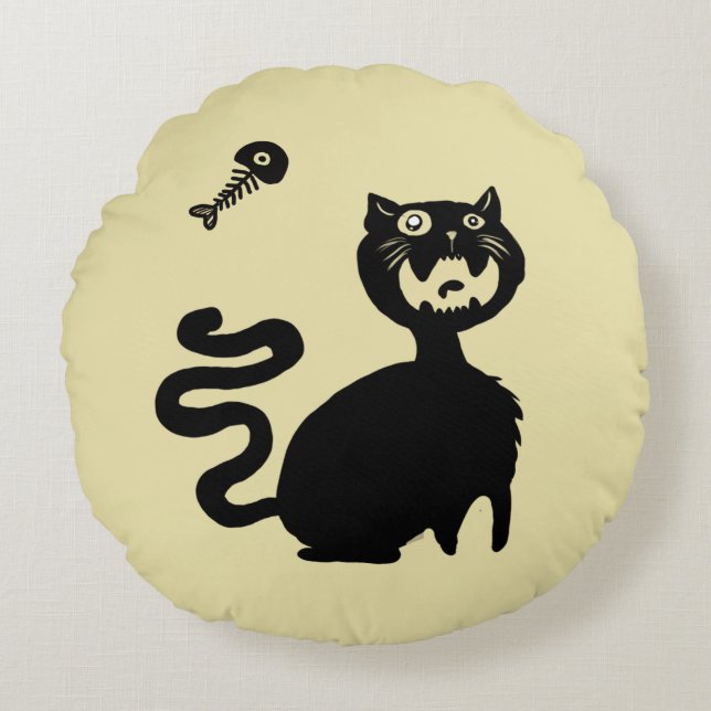 Coussins Ronds Méfiez-vous des chats affamés ! (Devant)
