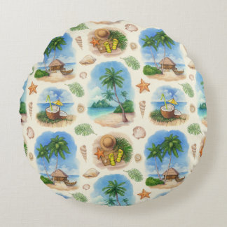 Coussins Ronds Mehndi Design : Tracery de Doodle Courbé