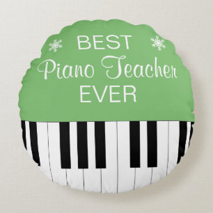 Coussins Ronds Meilleur professeur de piano jamais Piano Clé vert