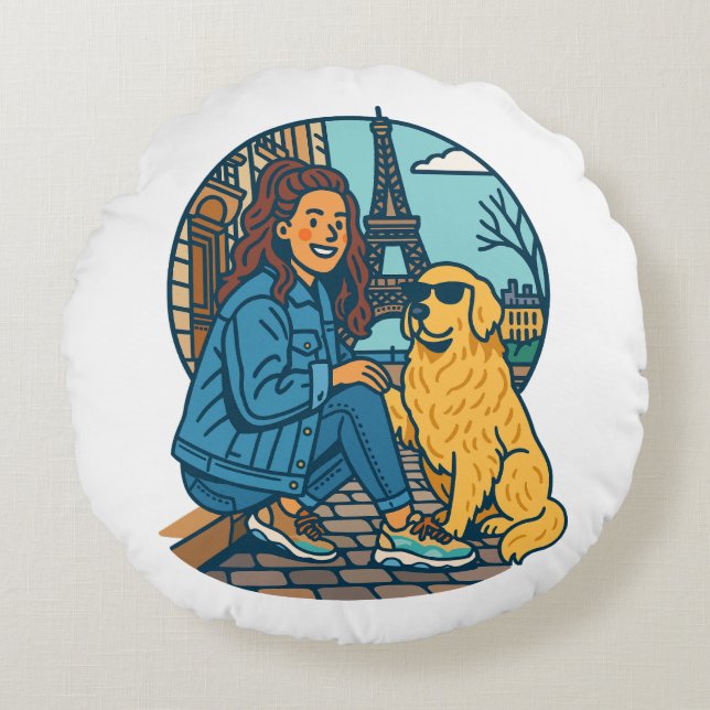 Coussins Ronds Meilleure maman de chien à Paris (Devant)