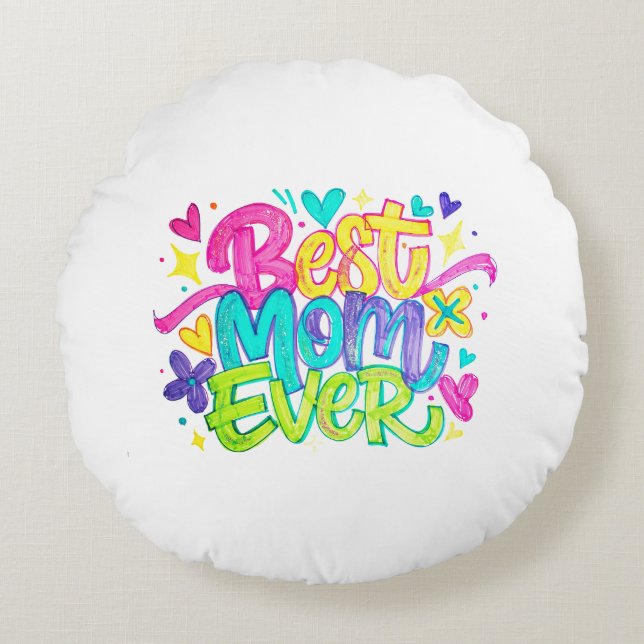 Coussins Ronds Meilleure Maman Ever (Style 2) (Devant)