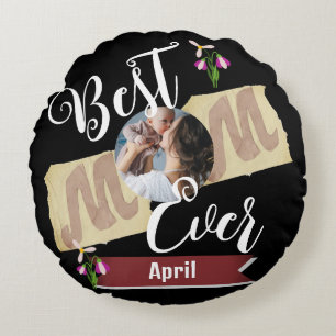 Coussins Ronds meilleure maman jamais, maman et bébé une famille 