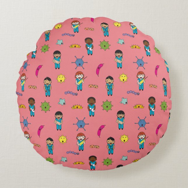 Coussins Ronds Mélange Germe multiculturel Combats Docs et infirm (Devant)