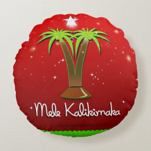Coussins Ronds Mele Kalikimaka Palm Tree pour Noël