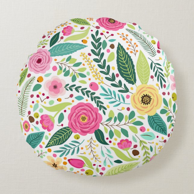 Coussins Ronds Mélodie florale (Devant)