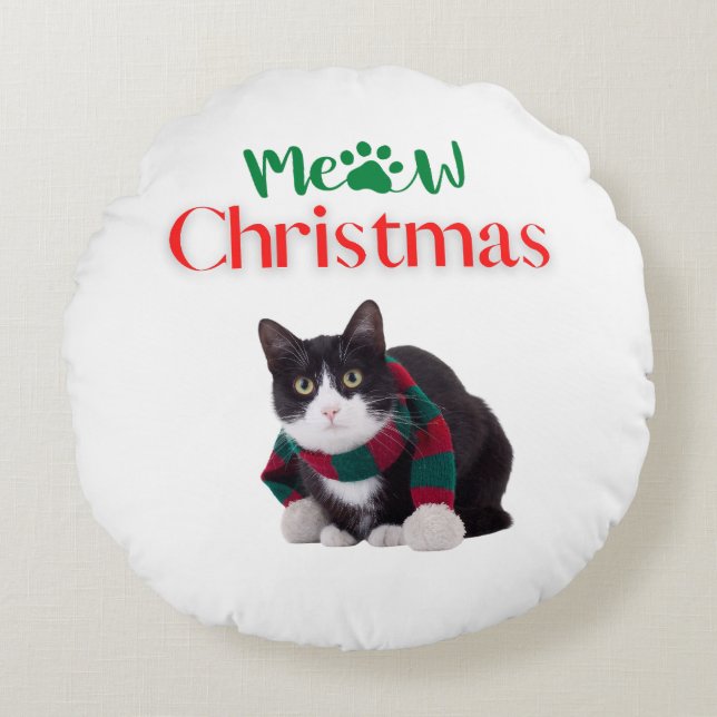 COUSSINS RONDS MEOW CHRISTMAS CAT (Devant)