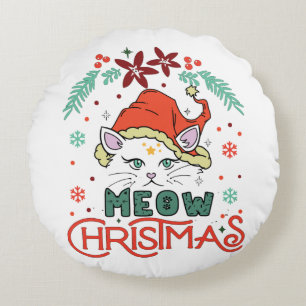 Coussins Ronds Meow Christmas, Merry Christmas