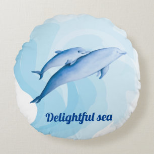Coussins Ronds Mer Extraordinaire avec dauphins