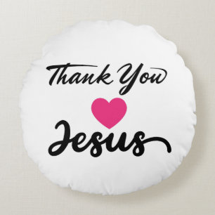 Coussins Ronds Merci Jésus Coeur de foi chrétienne moderne