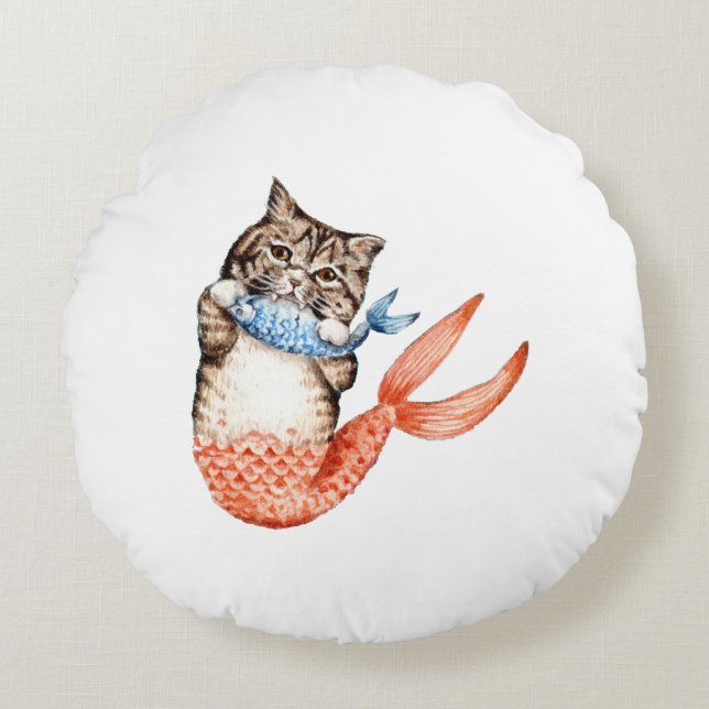 Coussins Ronds Mermaid Chat Purmaid (Devant)