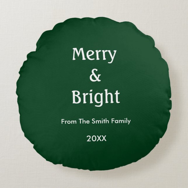 Coussins Ronds Merry And Bright Hunter Green Christmas Gift Decor (Devant)