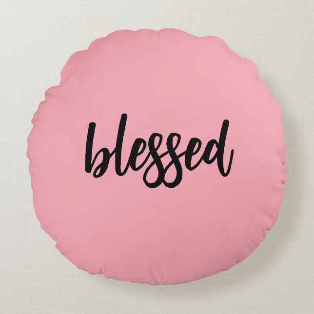 Coussins Ronds Message Modèle clair rose et noir Buffalo plaqué (Devant)