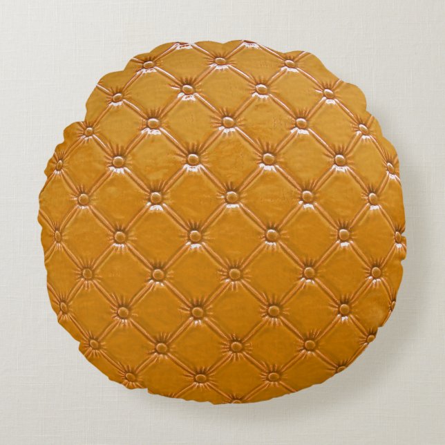 Coussins Ronds Meubles en cuir authentique : motif décoratif. (Devant)