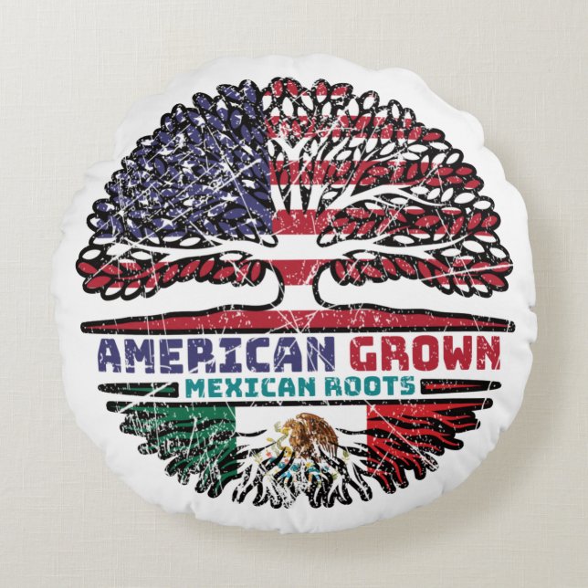 Coussins Ronds Mexico Mexican US American États-Unis Tree (Devant)