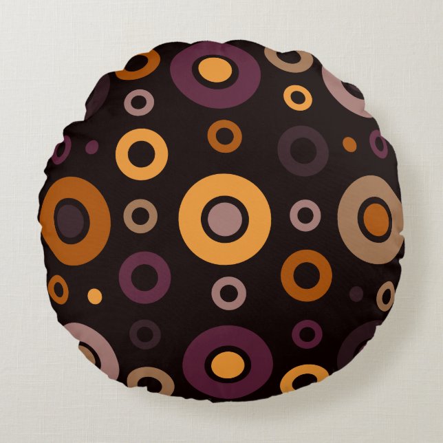 Coussins Ronds Mi-siècle moderne automne géométrique (Devant)