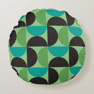 Coussins Ronds Mi-siècle Moderne Brown vert et turquoise