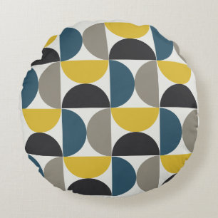 Coussins Ronds Mi-siècle moderne Turmer Gunmetal et bleu