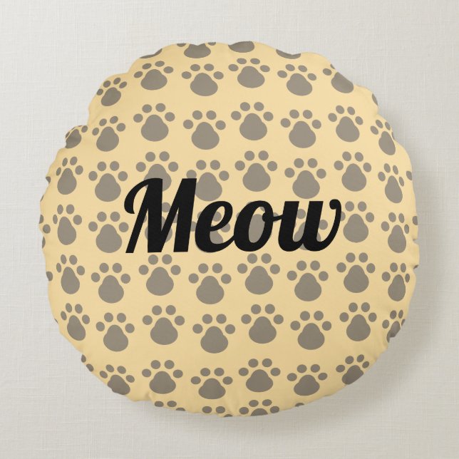 Coussins Ronds Miaou, Empreintes de Pattes (Devant)
