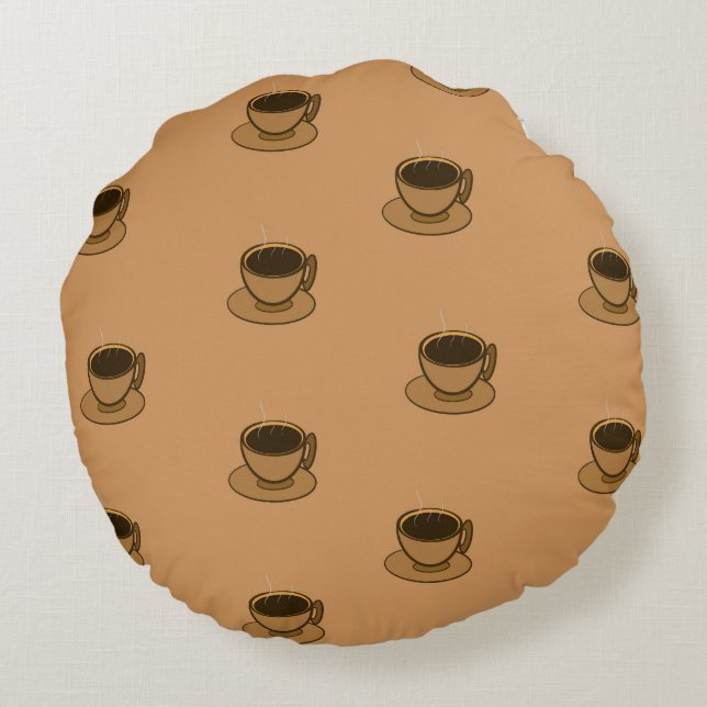 Coussins Ronds Mid Century Moderne Brown Cosy Coffee Cup (Dos)