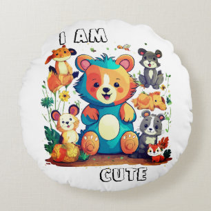 Coussins Ronds Mignon Animaux dessin nouveau je suis mignon