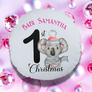 Coussins Ronds Mignon bébé koala fille premier Noël souvenir