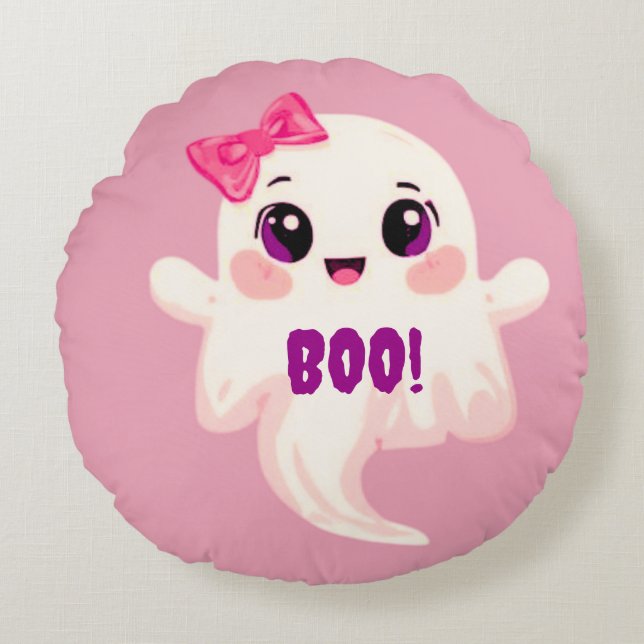 Coussins Ronds Mignon Boo de fille ! Fantôme (Devant)
