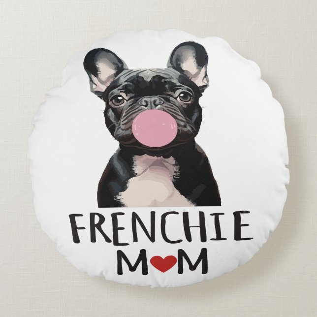Coussins Ronds Mignon bouledogue français (Devant)