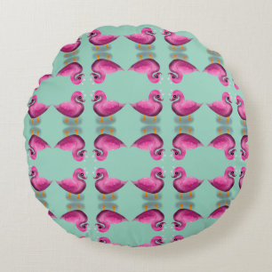 Coussins Ronds Mignon Canard Rose Kawaii & Art pour Nurserie à Cœ